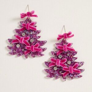 Bow Embellished Christmas Tree Dangle Earrings